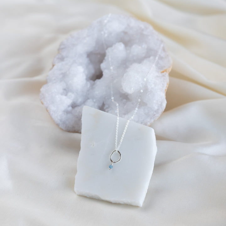 Petite Vök Necklace, Aquamarine