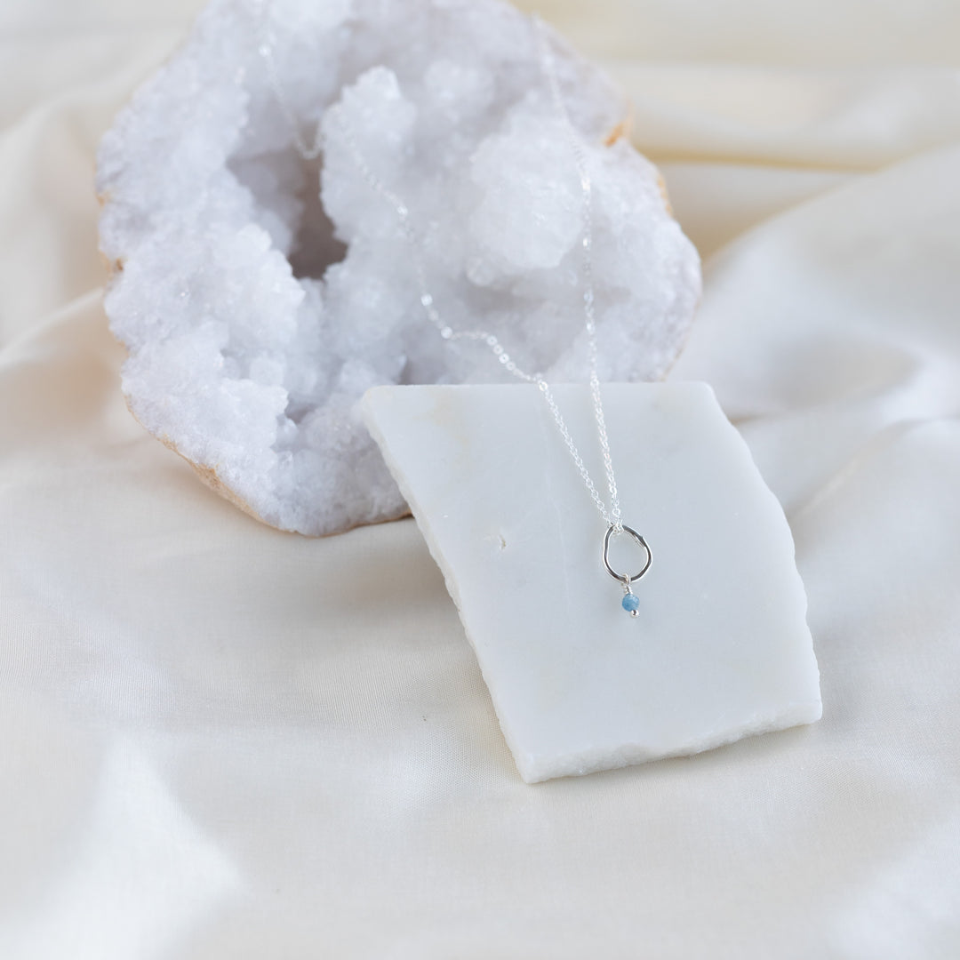 Petite Vök Necklace, Aquamarine