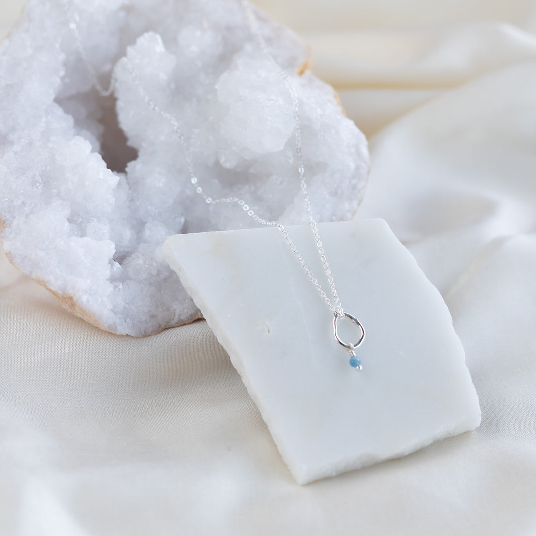 Petite Vök Necklace, Aquamarine