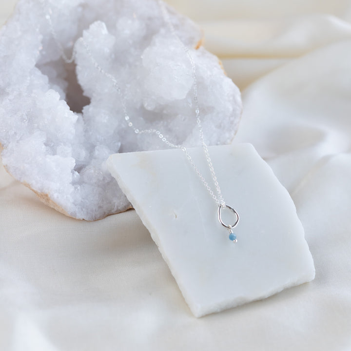 Petite Vök Necklace, Aquamarine