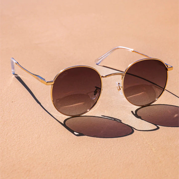 WMP Nevada Sunglasses, Gold Gradient Brown Lens