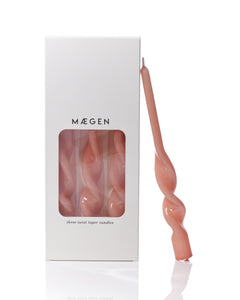 Mægen Twisted Taper Candles, Plaster Pink