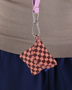 BAGGU Puffy Earbuds Case, Pink Brown Check