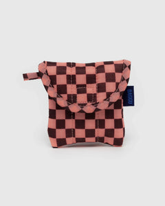 BAGGU Puffy Earbuds Case, Pink Brown Check