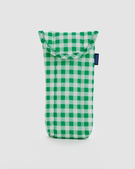 BAGGU Puffy Glasses Sleeve, Green Gingham