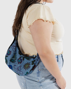 BAGGU Small Crescent Bag, Digital Denim Birds