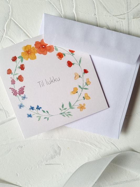 Watercolour Card, Til Lukku