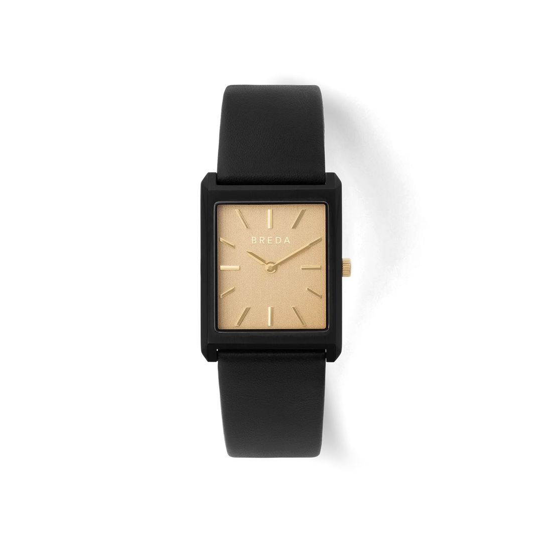 Breda - Virgil Watch, Black Leather/Champagne