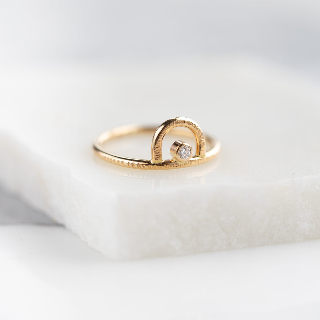 14k Solar Diamond Ring