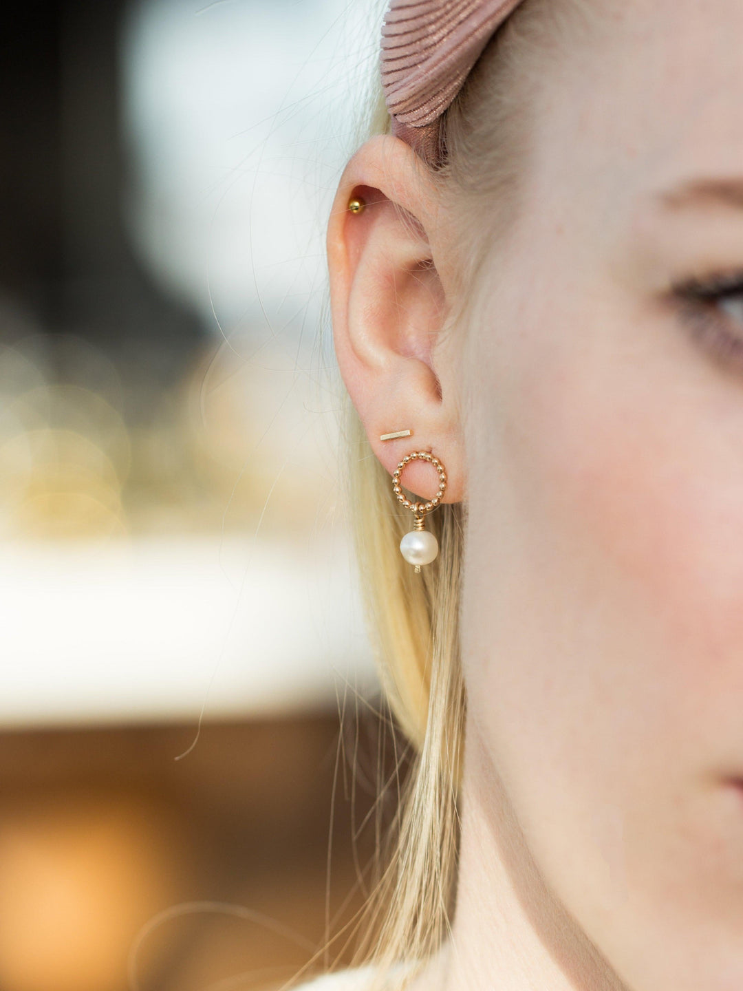 Delicate Dot &amp; Pearl Earrings