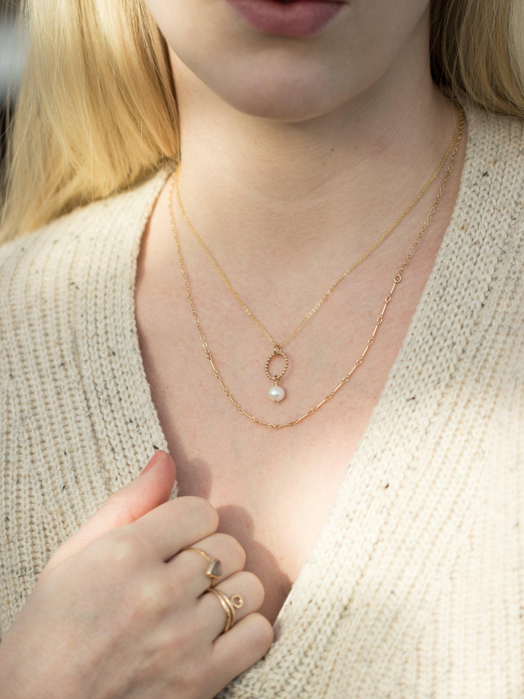 Delicate Dot &amp; Pearl Necklace