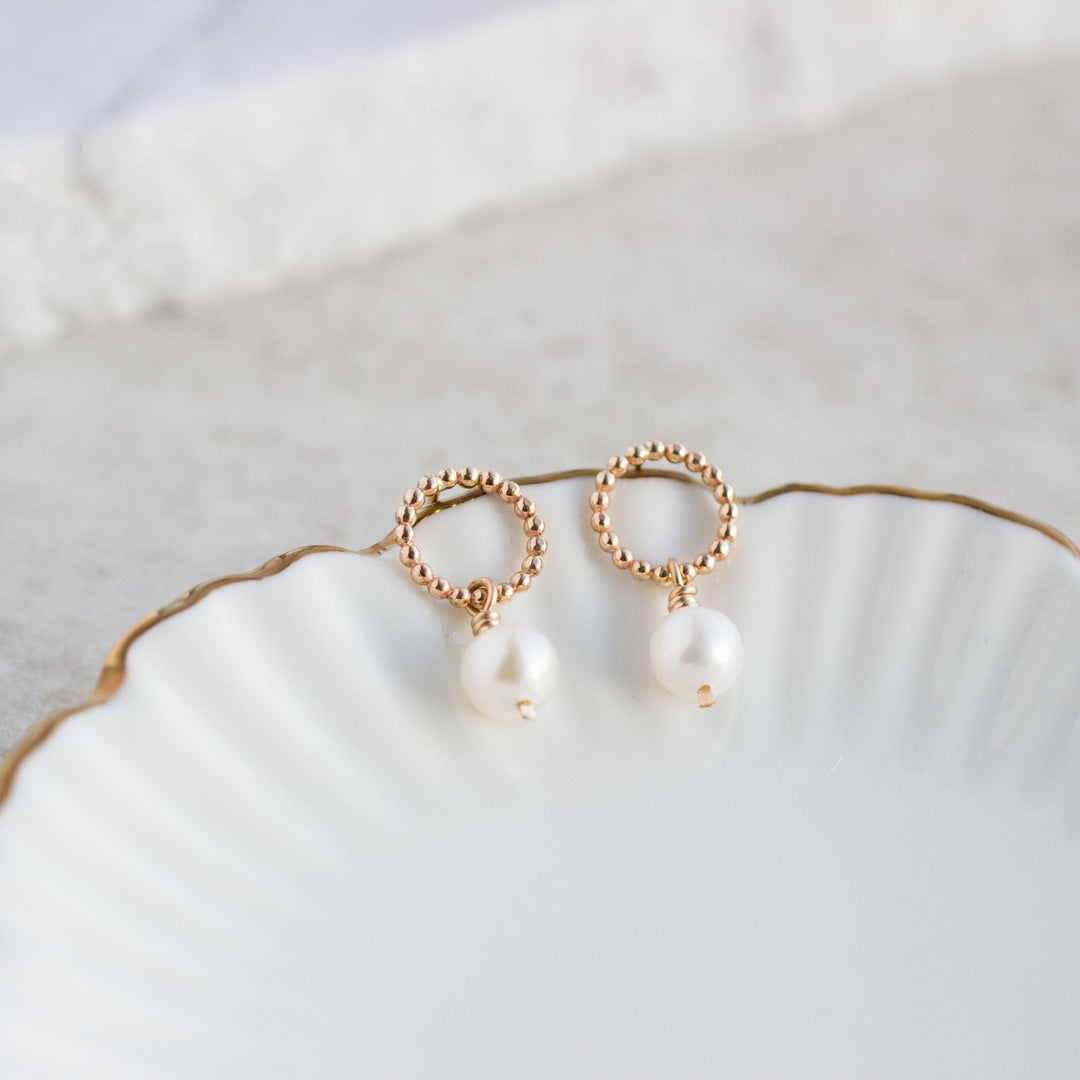 Delicate Dot &amp; Pearl Earrings