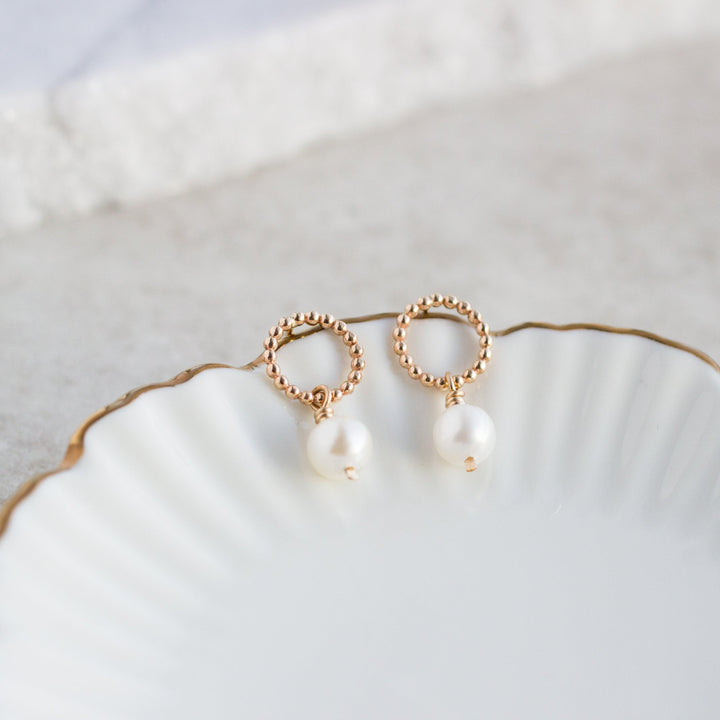 Delicate Dot &amp; Pearl Earrings