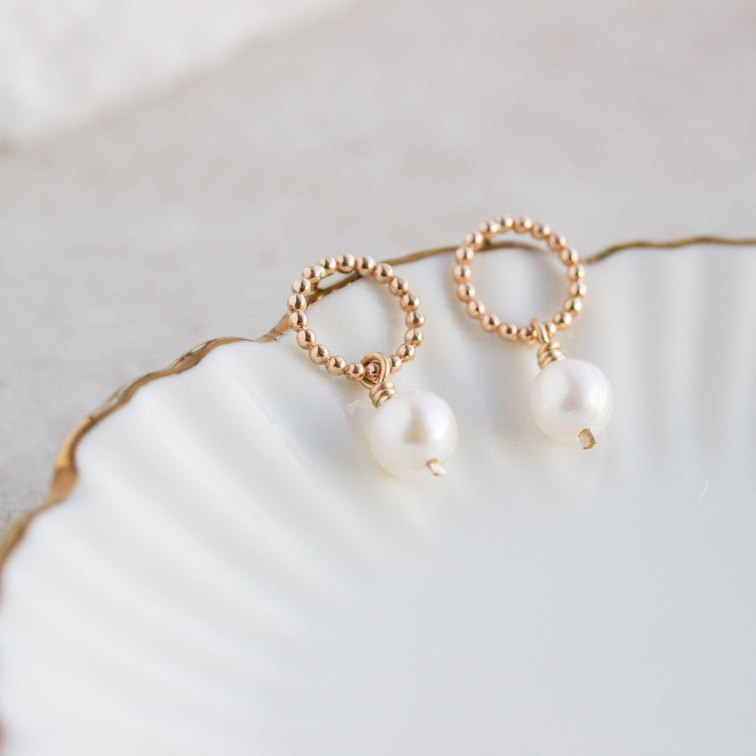 Delicate Dot &amp; Pearl Earrings