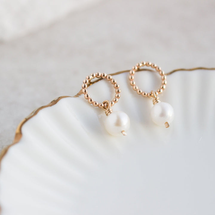 Delicate Dot &amp; Pearl Earrings