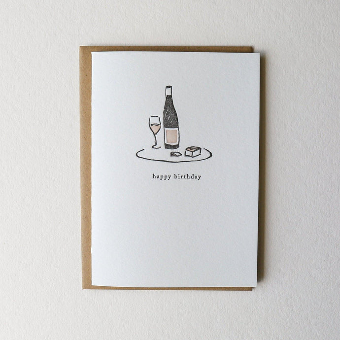 Wine & Cheese / Happy Birthday Card