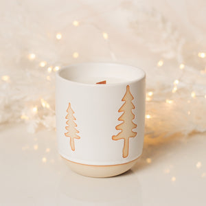 Cypress + Fir - White Glaze Christmas Tree & Wooden Wick