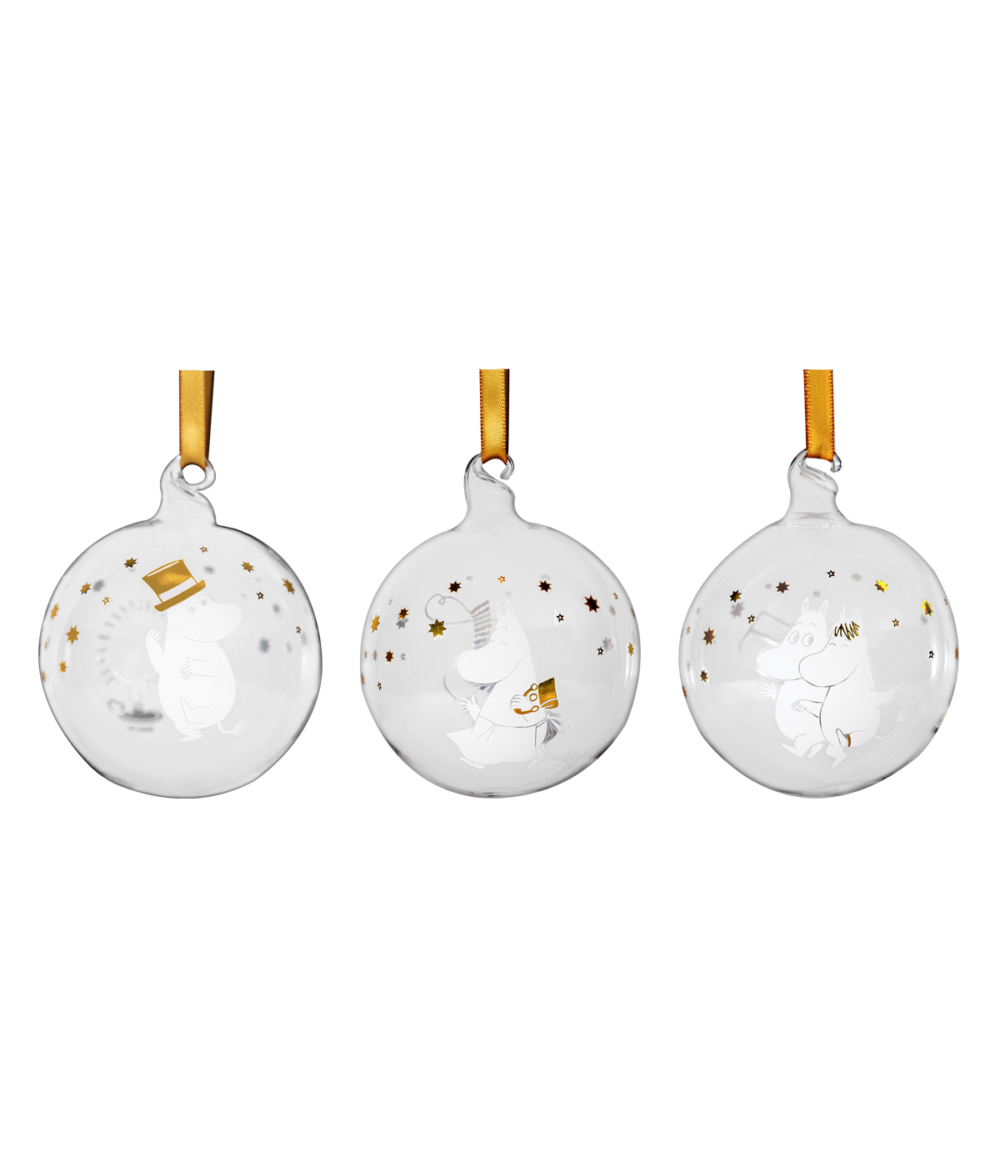 Muurla Moomin ''Sparkling Stars'' Decoration Balls, Set of 3